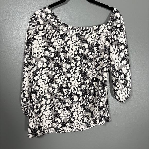 Evereve Peyton Jensen Black & White One Shoulder Tori Top - Size Small - Peasant - Picture 6 of 6